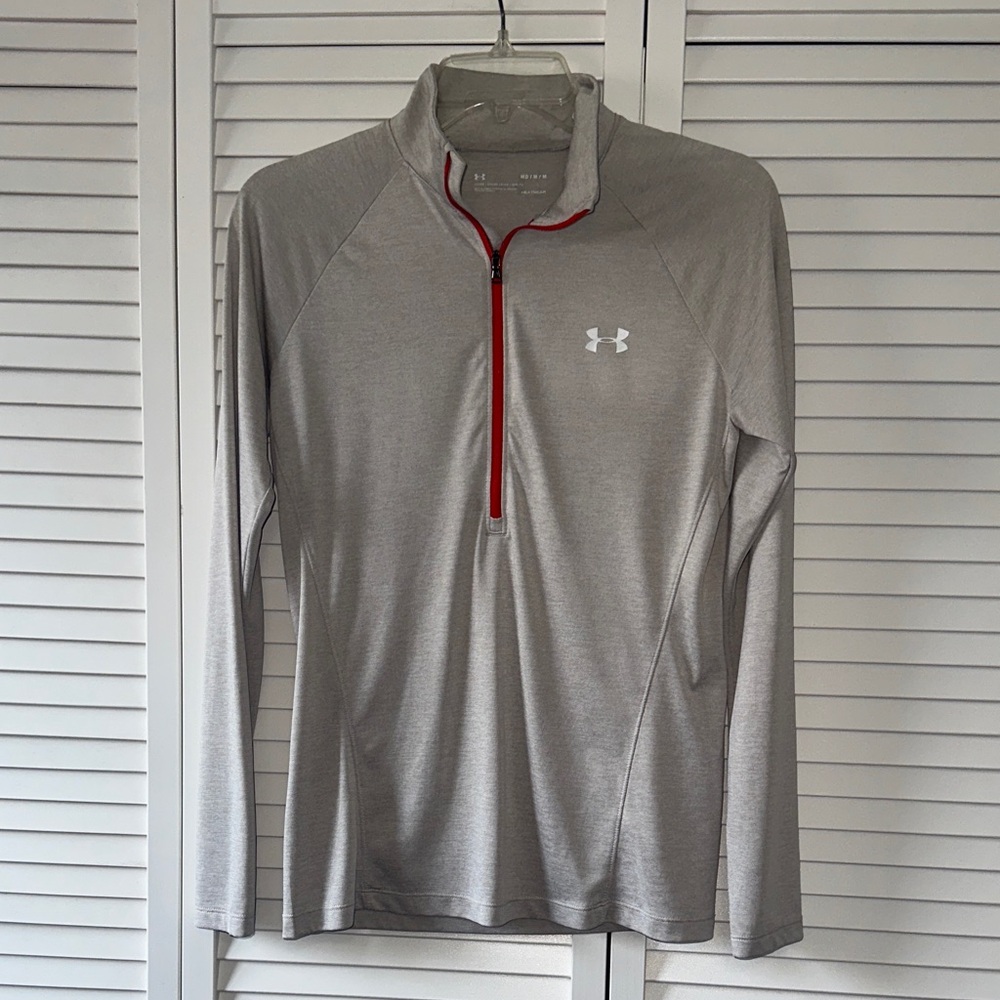 Under Armour Silver Quarter-Zip Top with Red Accent